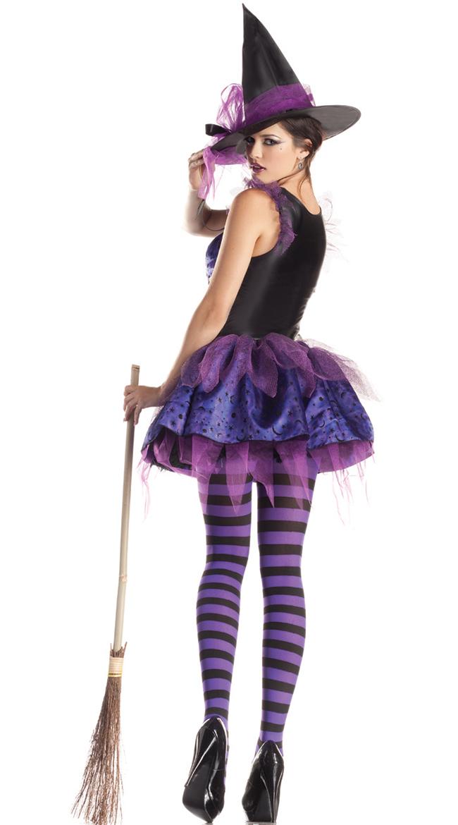 F1484   Purple Classic Starry Night Witch Costume